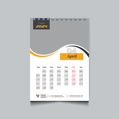 Free vector 2024 wall calendar design print template