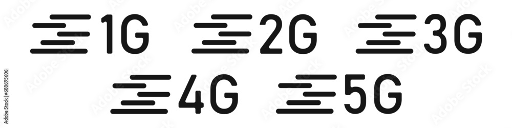 Poster high speed internet set of black vector icons. 5g internet vector. data transmission over the intern