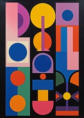 Colorful geometric angular abstract shapes pattern illustration made with Generative AI