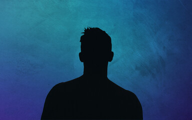 silhouette of a man with blue sky background