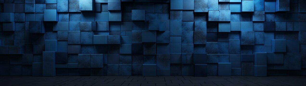 A wall segmented into panels of progressively darkening shades of blue, offering a generous portion for text on the opposite side.