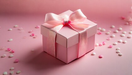 pink gift box on pink background