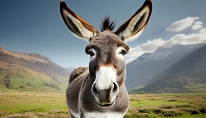 Tuinposter donkey face shot on background cutout © Charlotte