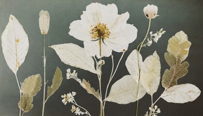 pressed and dried white flower aesthetic scrapbooking dry plants