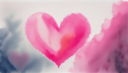 watercolor painted pink heart for texture and valentine background