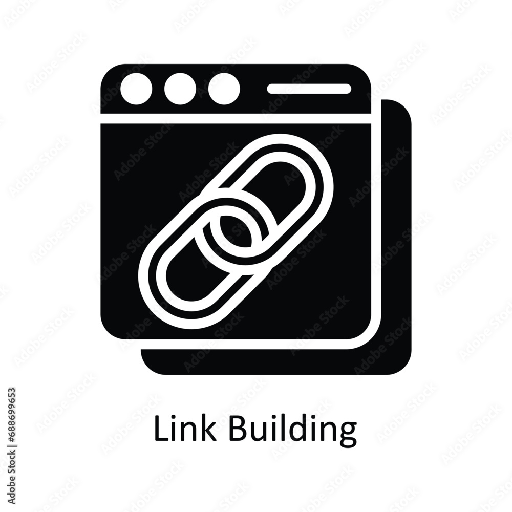 Poster link building vector solid icon design illustration. business and management symbol on white backgro