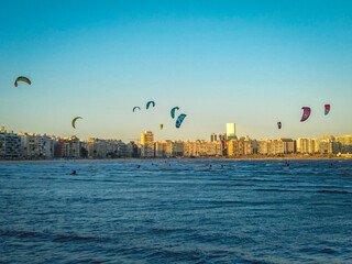 Kiteboarding at pocitos beach, montevideo, uruguay