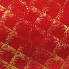 Art- Deco shabby background. Colorful red and gold leather scrapbook paper universal