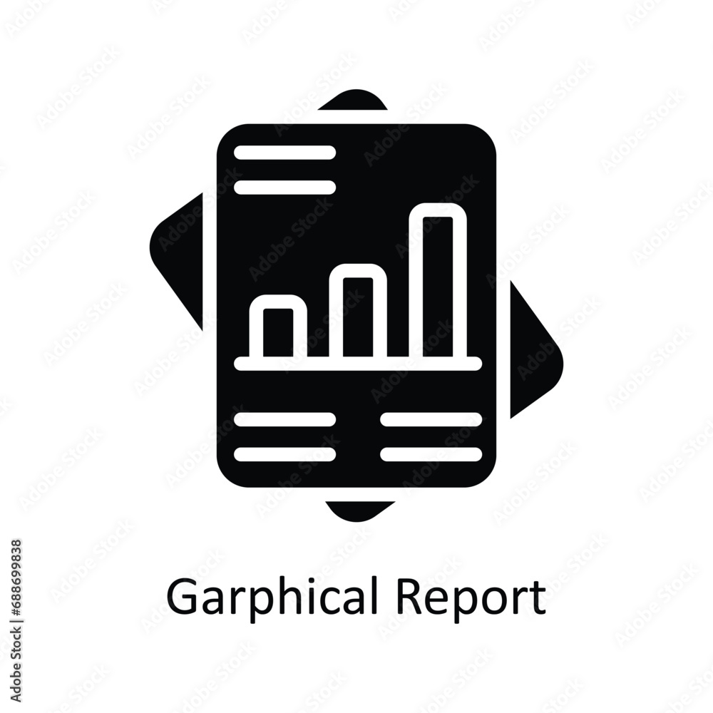 Poster graphical report vector solid icon design illustration. business and management symbol on white back