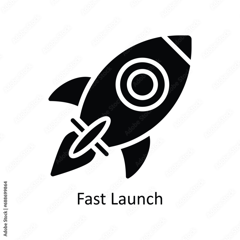 Poster fast launch vector solid icon design illustration. business and management symbol on white backgroun