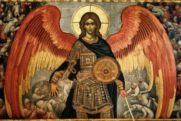 Deurstickers the depiction of St Michael the Archangel in Byzantine art . AI generative. © Dar1930