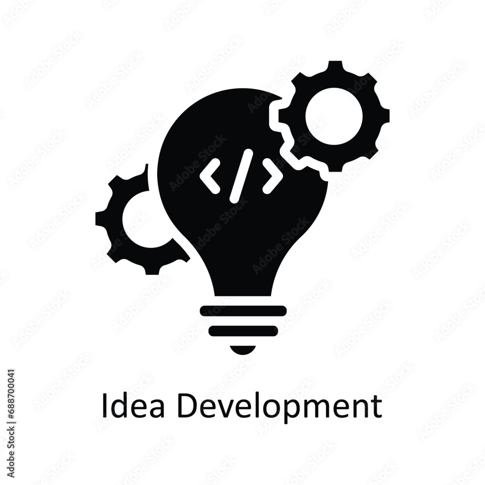 Poster idea development vector solid icon design illustration. business and management symbol on white back