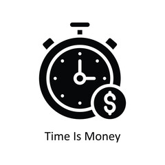 Time is Money vector solid icon Design illustration. Business And Management Symbol on White background EPS 10 File