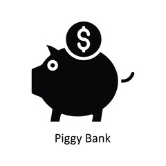 Piggy bank vector solid icon Design illustration. Business And Management Symbol on White background EPS 10 File