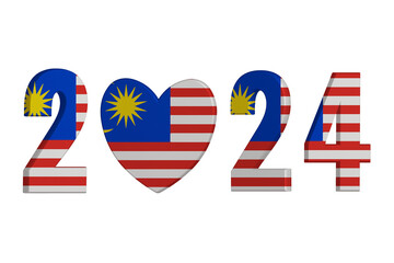World countries. New Year 2024 celebrate on white background. Malaysia