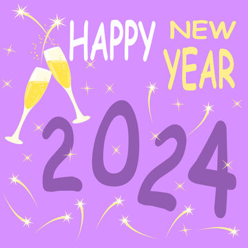 Vector - greetin card, Happy new year 2024, illustration.