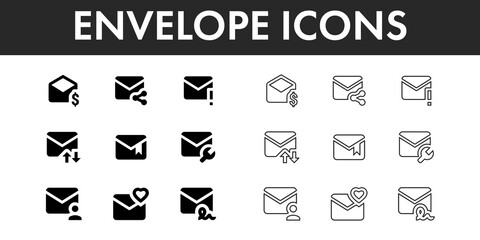 Envelope icons set vector design.