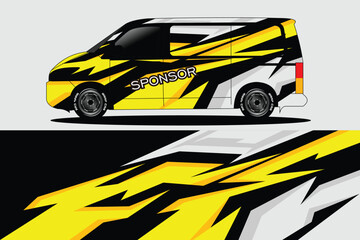 black and red base color van wrapper design. Wrap, sticker and decal designs in vector format