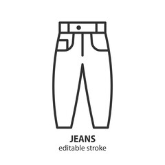 Jeans line icon. Female clothes vector symbol. Editable stroke.