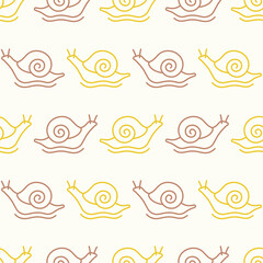 Snail with mucus seamless background. Vector illustration.