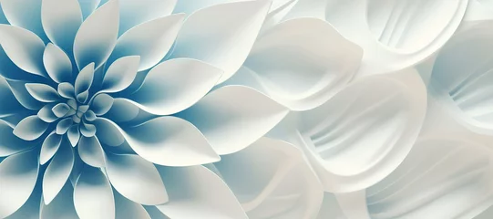 Foto auf Glas wave floral pattern motif, blue white 2 © Nindya