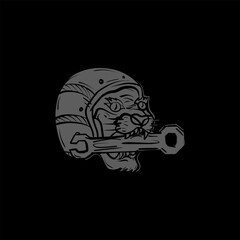 hand draw artwork illustration tiger head helmet garage cafe racer © idrdesign