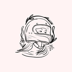 hand draw artwork illustration woman racer helmet graphic