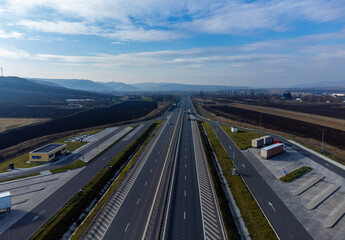 Aerial view of the A3 Transylvania - Romania highway