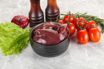 Raw turkey liver in a bowl ready for cooking