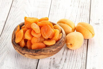 Dried apricot heap in the bowl