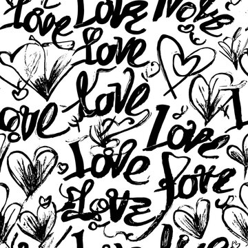 Seamless Decorative Love Letter Pattern, Graffiti for Textile Print for printed fabric design for Womenswear, underwear, activewear kidswear and menswear and Decorative Home Design, Wallpaper Print