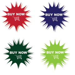 Buy now button with shopping cart. Shop now. Modern collection for web site. Online shopping. Click here, apply, buttons hand pointer clicking. Web design elements. Vector illustration