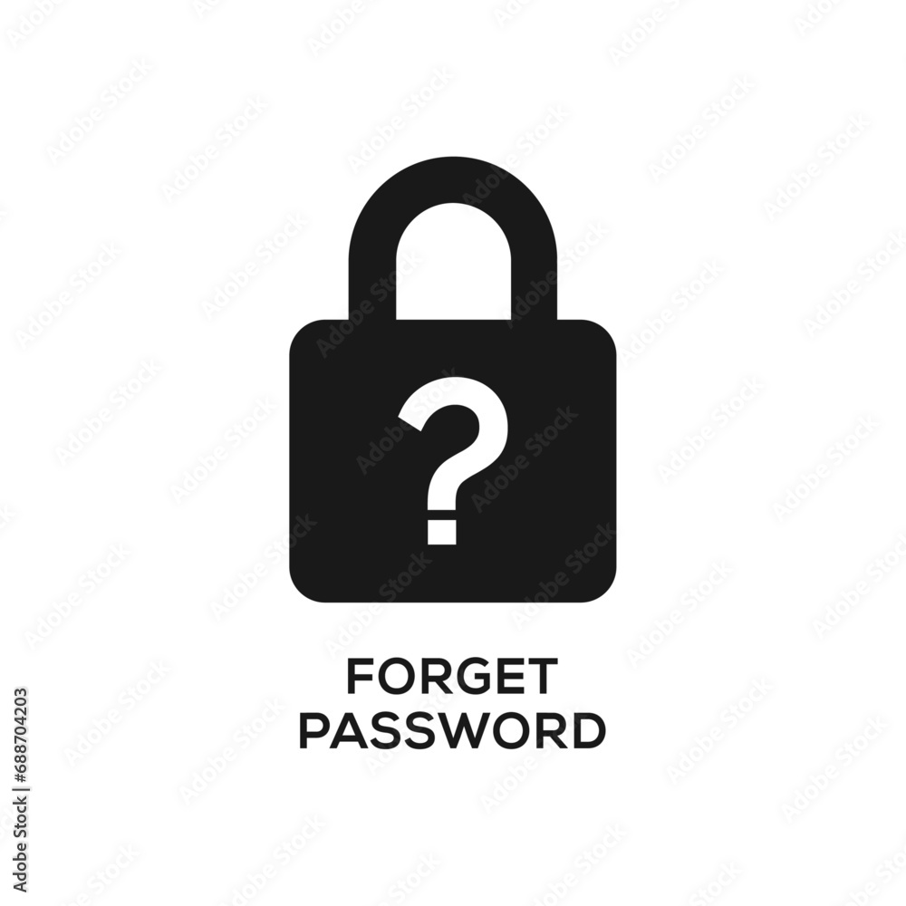 Poster forget password icon. unknown password icon. forgot password vector solid icon design illustration.