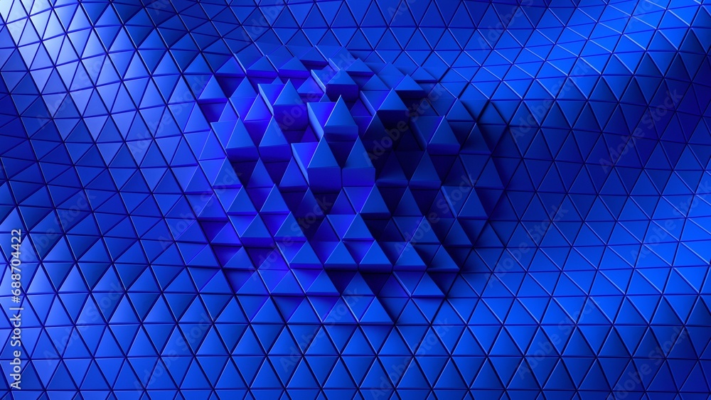 Poster background of triangles with chaos in the centre in random order.