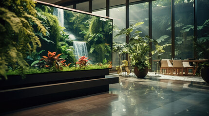 Fototapeta premium Biophilic atrium with automated plant care