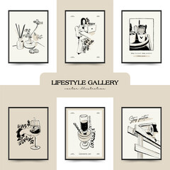 Modern Art Aesthetic influencer lifestyle Poster. Matisse Abstract Set, Aesthetic Modern, feminine, Boho Decor, Minimalist, Illustration, Poster, Postcard. Aesthetic minimalist design.
