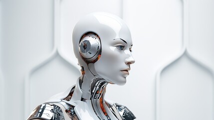 humanoid mechanized robot android - obrazy, fototapety, plakaty