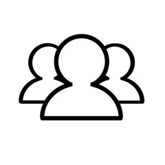black outline user group icon isolated on transparent background. concept of team, people, social network, company, network, business vector