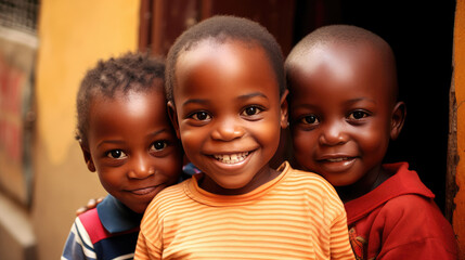Smiling african kids - obrazy, fototapety, plakaty