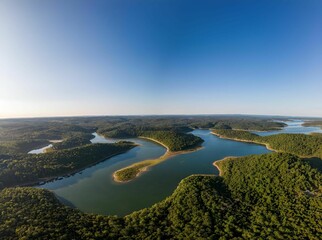 Drone picture from above of Lake Norfork, Arkansas, USA