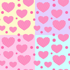 seamless pattern with hearts on colorful pastel background 