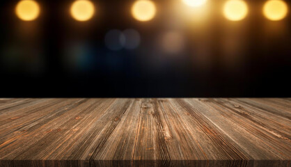 Wooden table or surface with blurred interior background