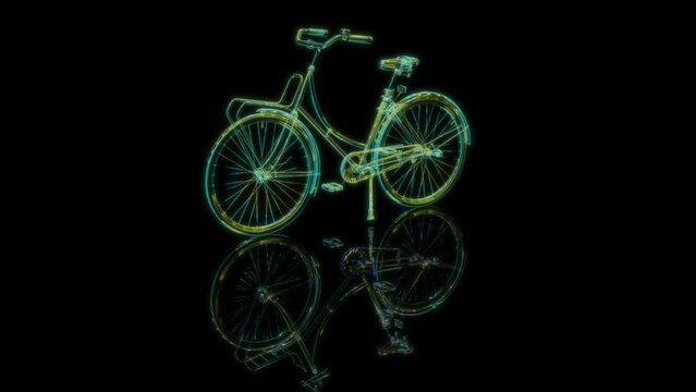 3D animation rendering, bike model on a black background