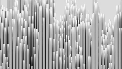 abstract background of random white cube block wave pattern, 3D illustration rendering