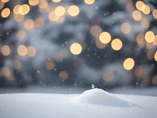 Fototapeta na wymiar Snowy Christmas tree adorned with glowing lights and festive decorations