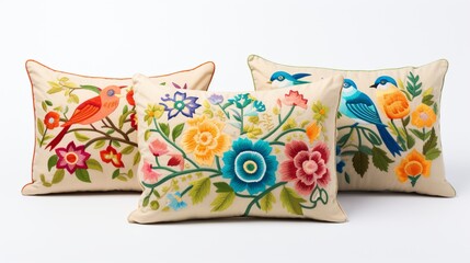an enchanting image of a finely embroidered bed pillow, highlighting the intricate patterns