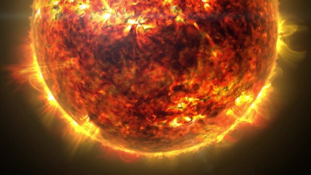 View of the bottom three-quarters of the sun with solar flares, a dynamic surface, plasma eruptions and some coronal mass ejections. To learn how you can customize this animation, see my profile.