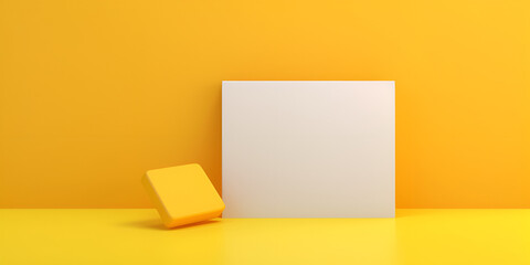 Empty white paper with copy space on the yellow place Blank paper for text messages. Business concept with blank papers on the yellow background - obrazy, fototapety, plakaty