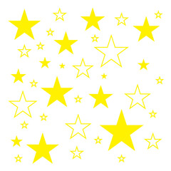 Yellow, gold, orange sparkles symbols vector. The set of original vector stars sparkle icon. Bright firework, decoration twinkle, shiny flash. Glowing light effect stars and bursts collection. Vector