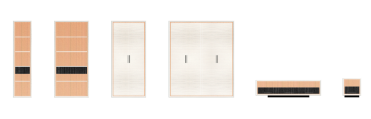 library of cabinet models (storage, clothes) commonly used in interior design made by wood, home decoration from the front view, used in room decoration, architecture students, cabinet details
